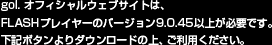 Flash playerのバージョン9.0.45以上が必要です。